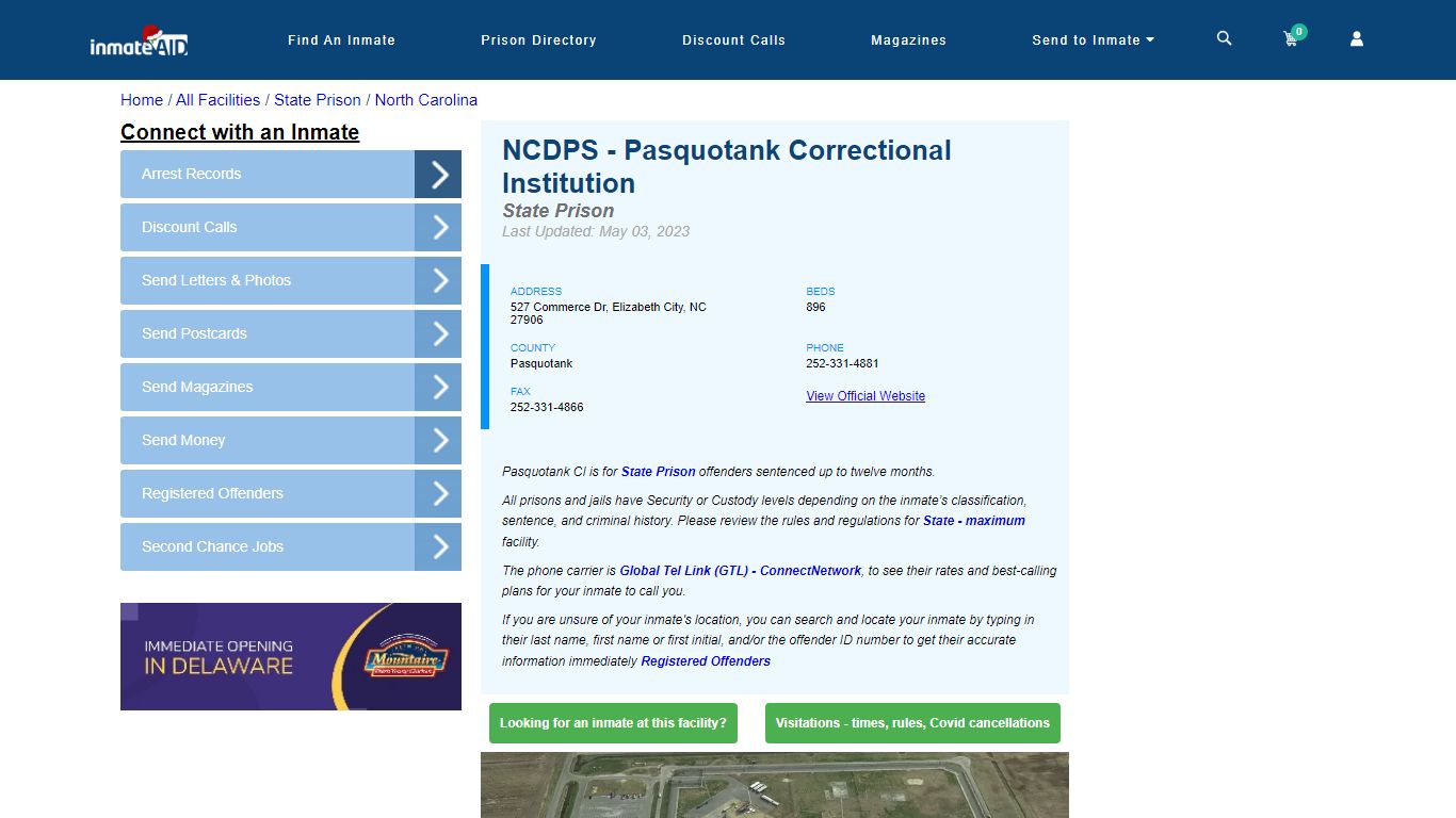 NCDPS - Pasquotank Correctional Institution & Inmate Search ...