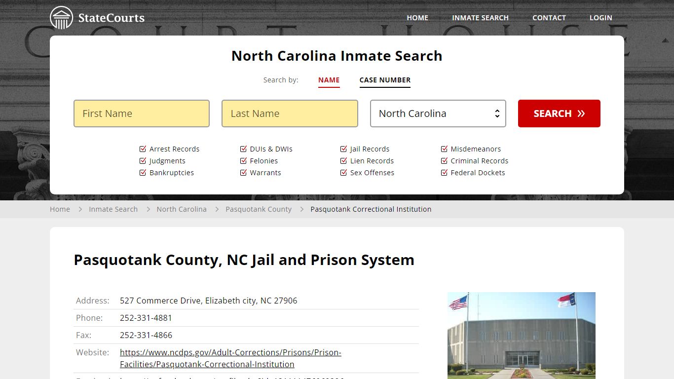 Pasquotank Correctional Institution Inmate Records Search, North ...