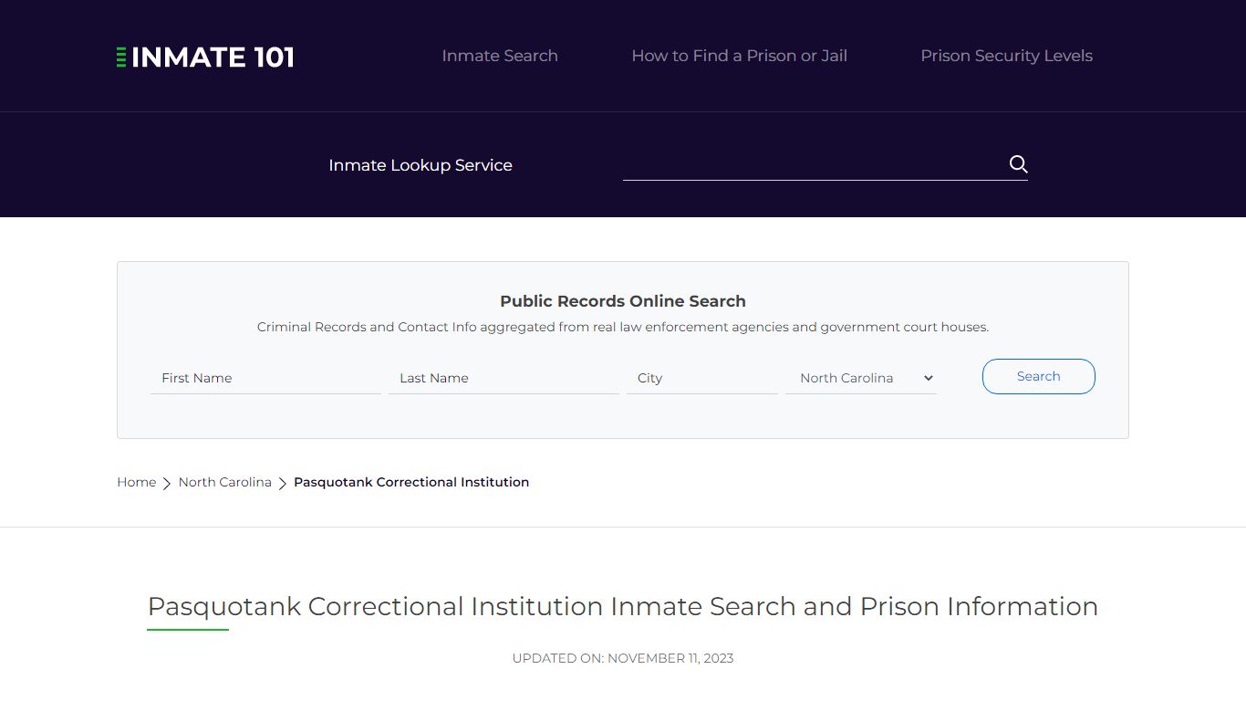 Pasquotank Correctional Institution Inmate Search, Visitation, Phone no ...